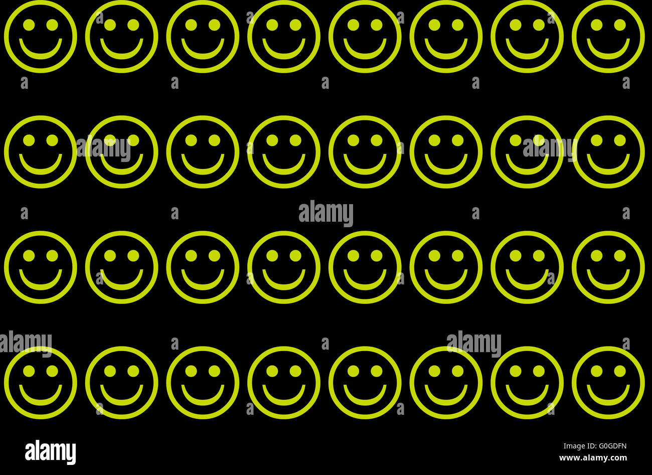 neon smiley on black background, laughing Stock Photo