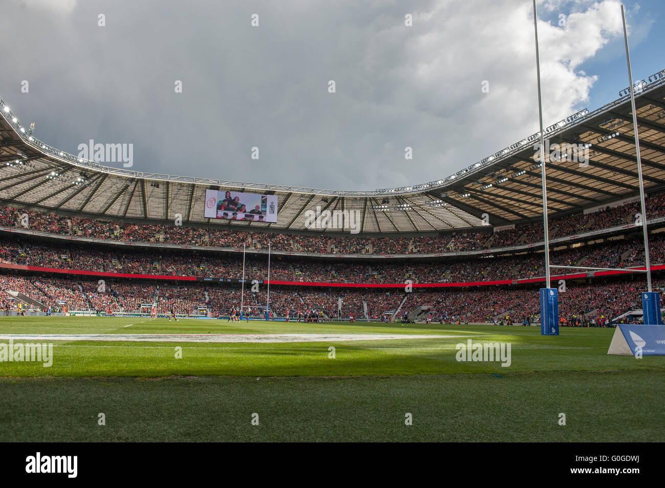 Twickenham Stadium, UK. 30th April 2016. Royal Navy take Combined Services Cup at the Babcock Trophy match against the Army. Stock Photo