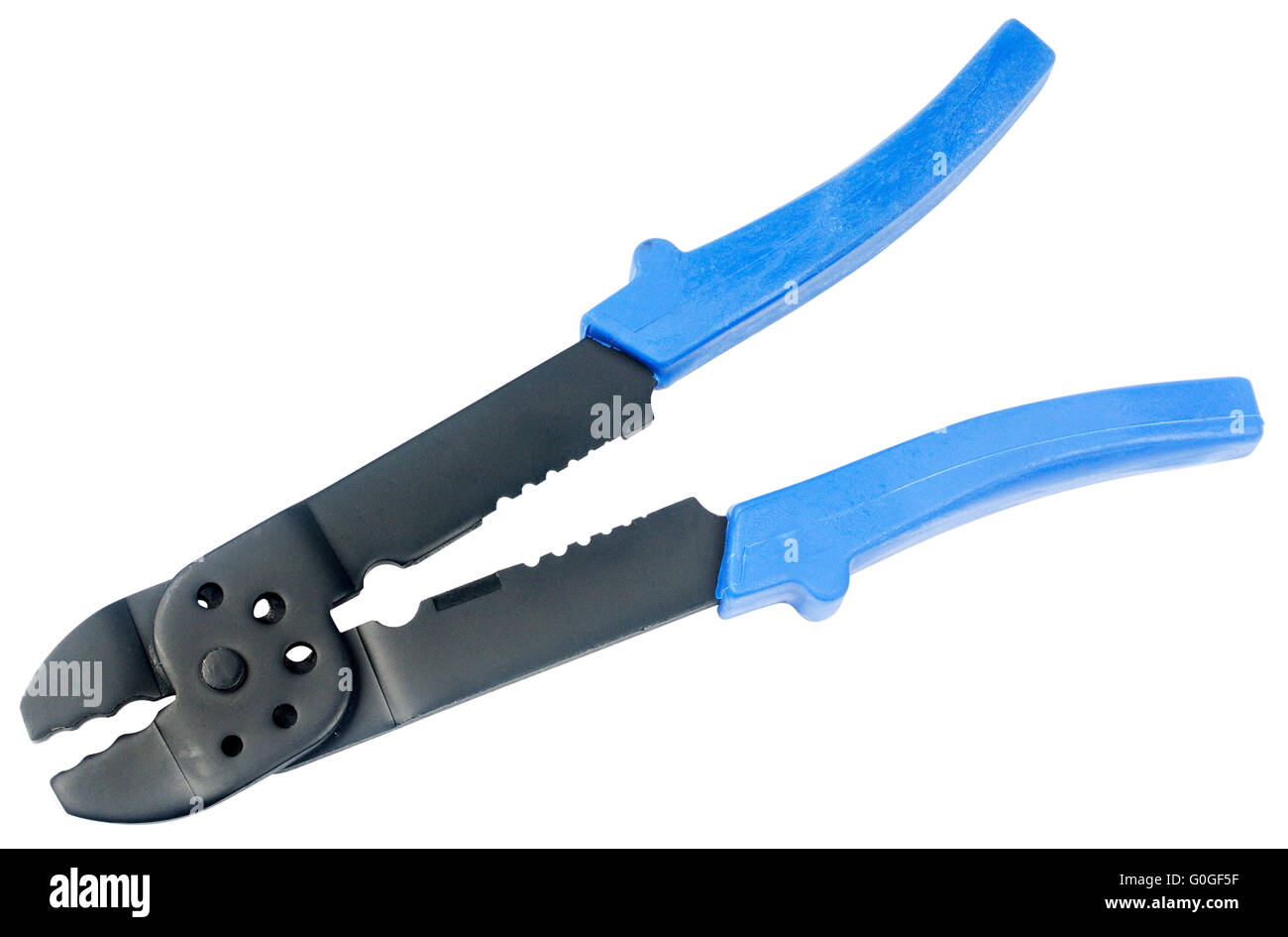 Tool for wire handling with plastic handles isolated on white Stock Photo