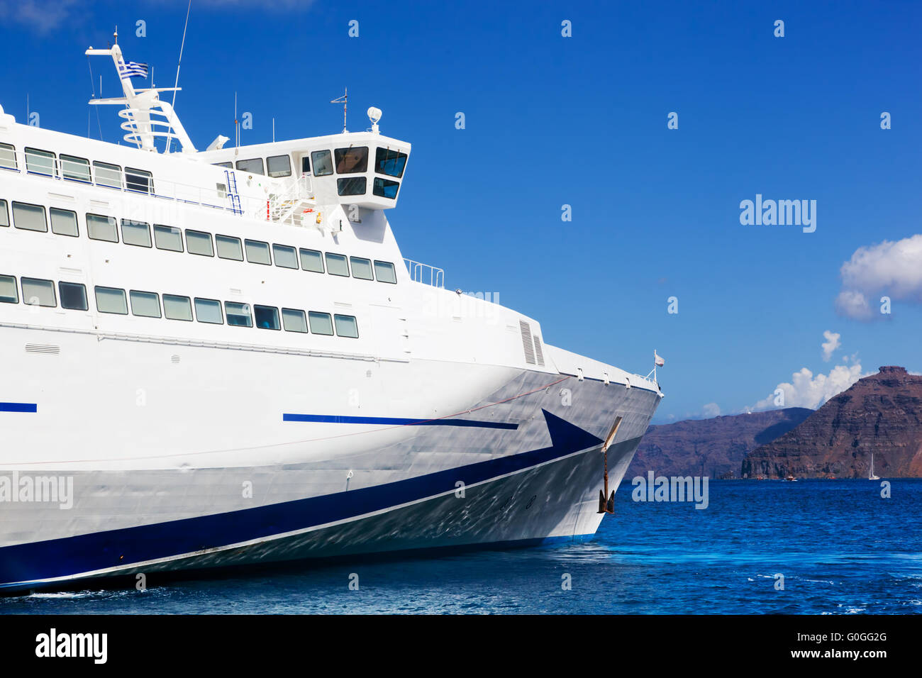 Modern tourist cruise ship sailing on Aegean sea Stock Photo
