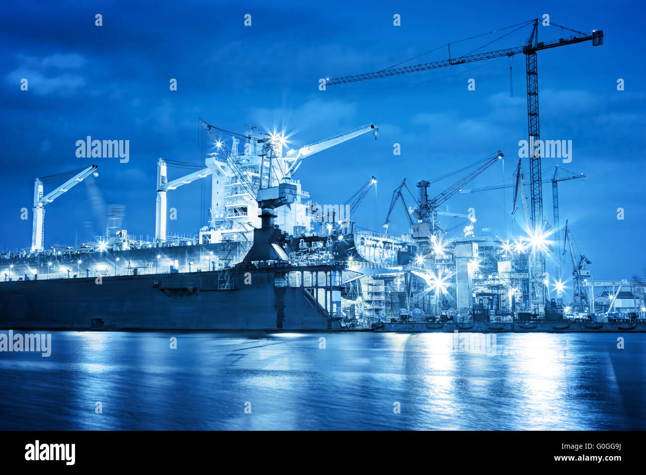 Shipyard at work, ship repair, freight. Industrial Stock Photo