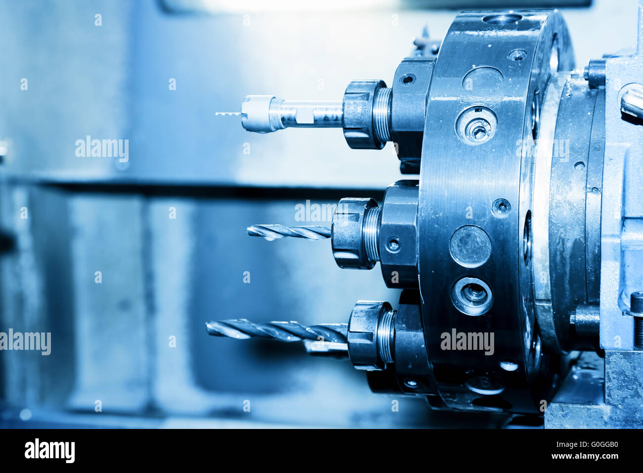 Industrial CNC drilling and boring machine close-up. Stock Photo