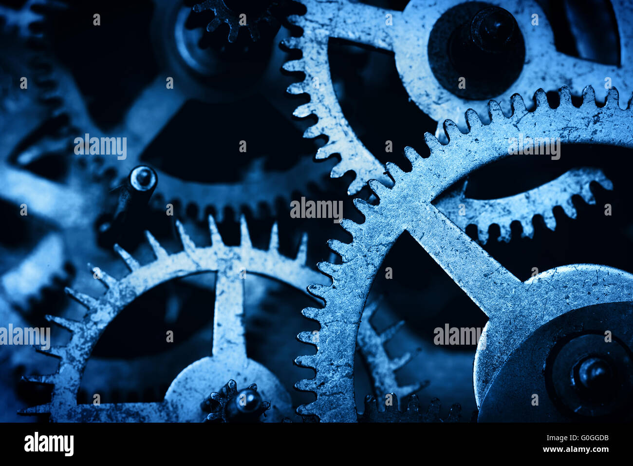 Grunge gear, cog wheels background. Industrial science, clockwork, technology. Stock Photo