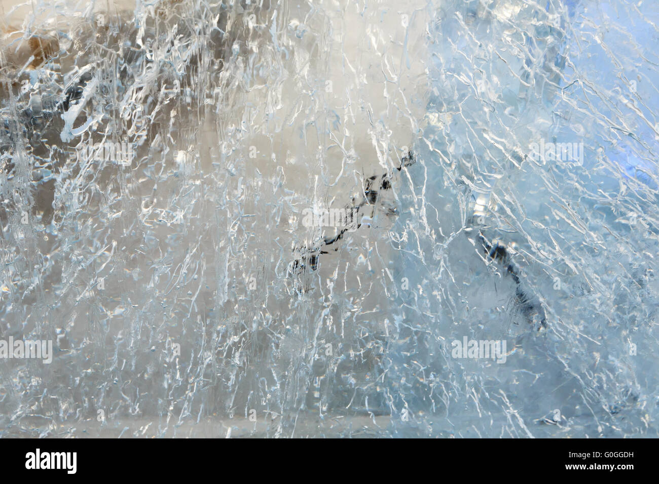 Glacial transparent block of ice with patterns Stock Photo - Alamy