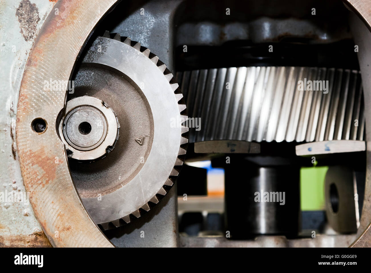 Gear machine industrial elements close-up. Industry Stock Photo