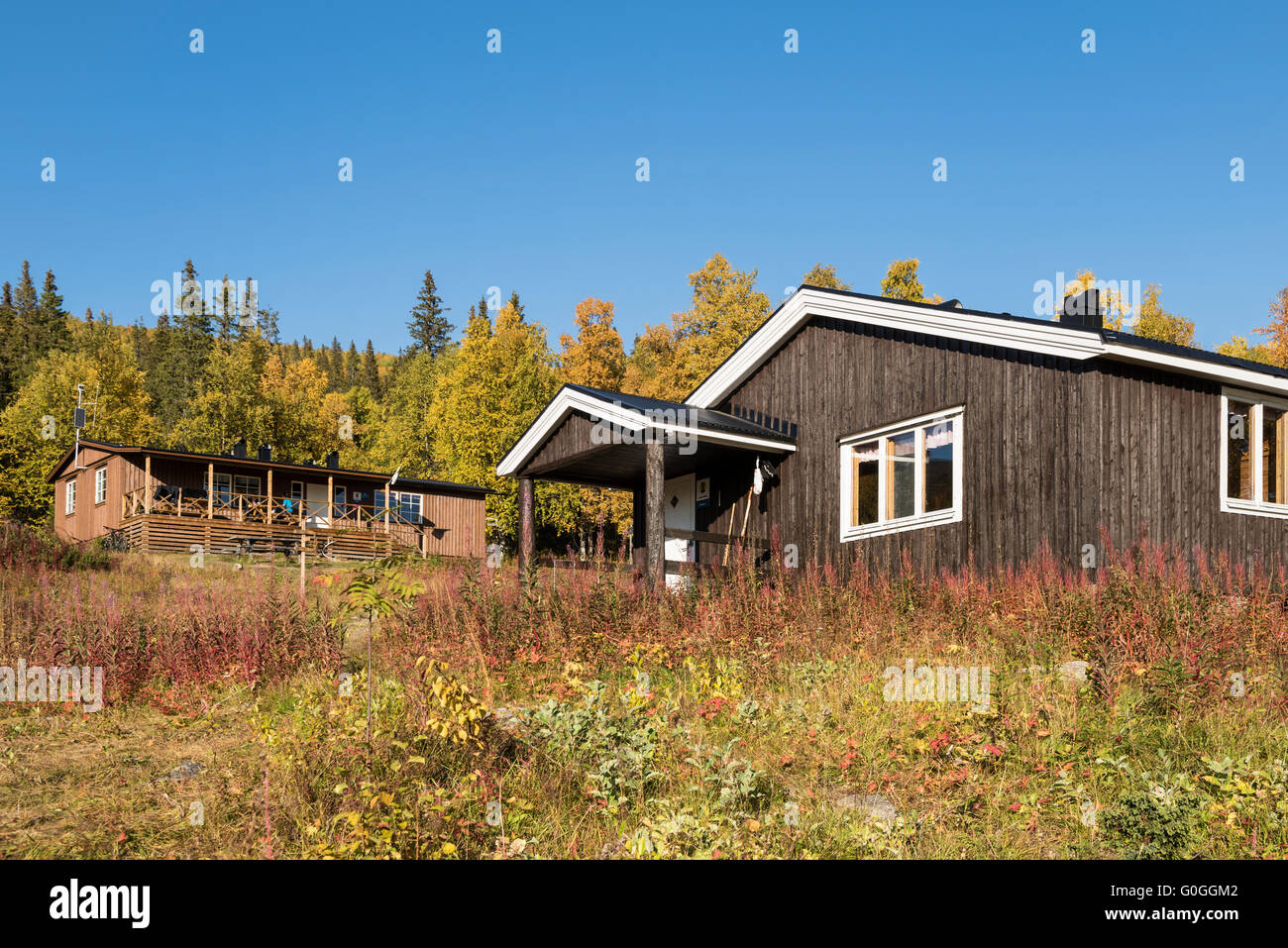 STF Aktse hut, kungsleden trail, Lapland, Sweden Stock Photo