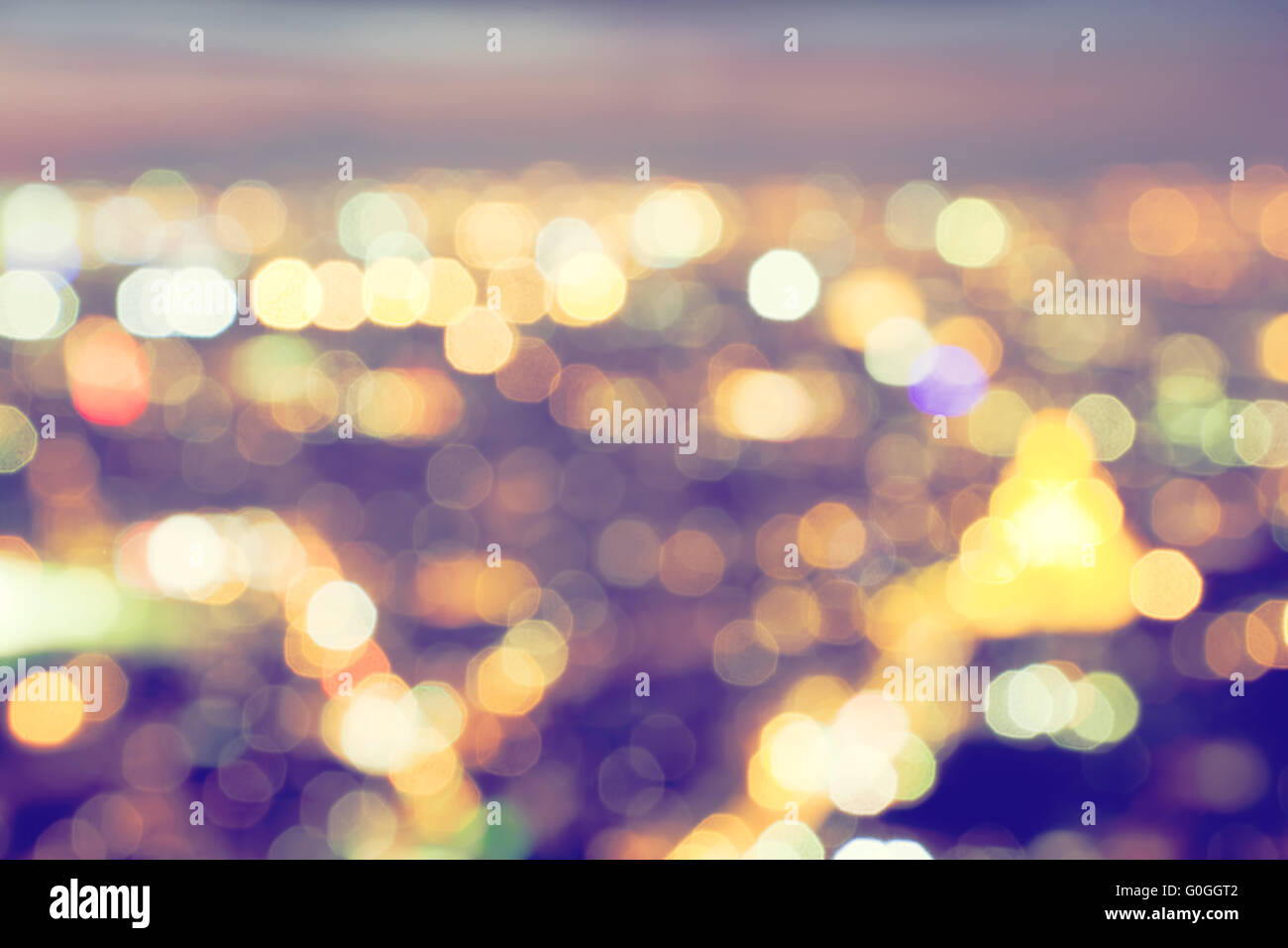 Bokeh, blur of a big city lights at night. Nightlife background Stock Photo