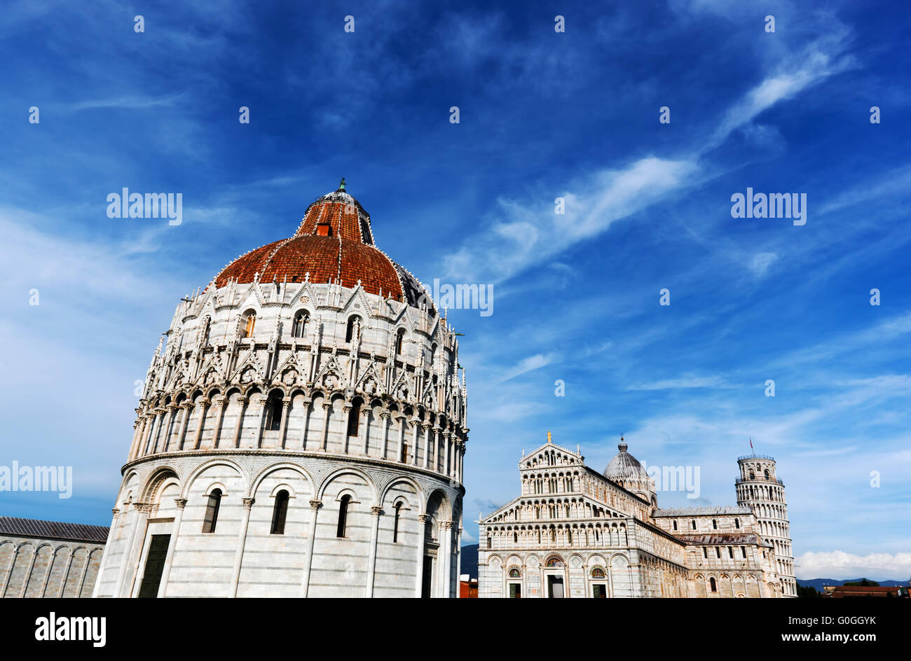 Pisa Cathedral with the Leaning Tower of Pisa, Tuscany, Italy Stock Photo