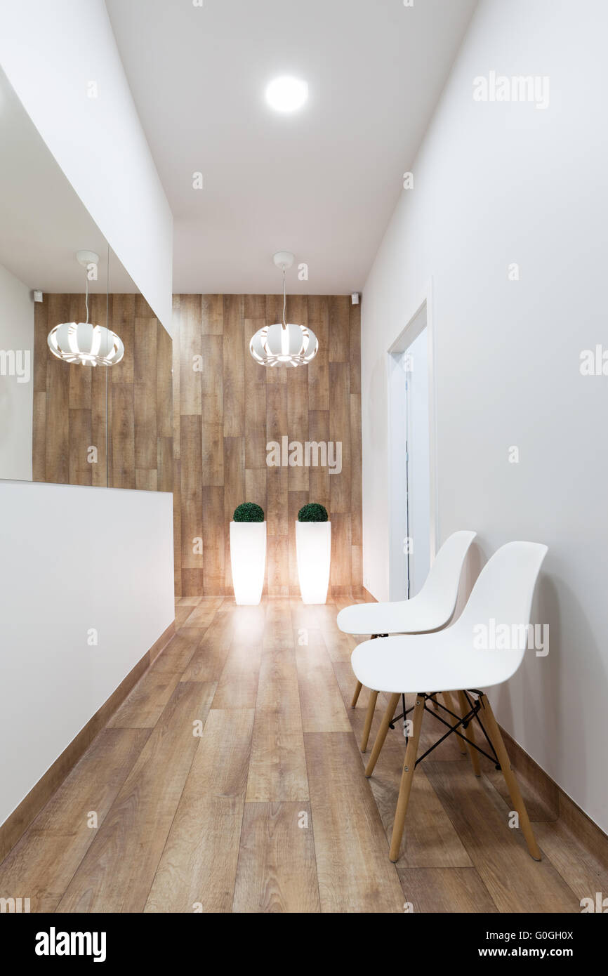 Modern waiting room, reception. Cozy minimalistic interior Stock Photo