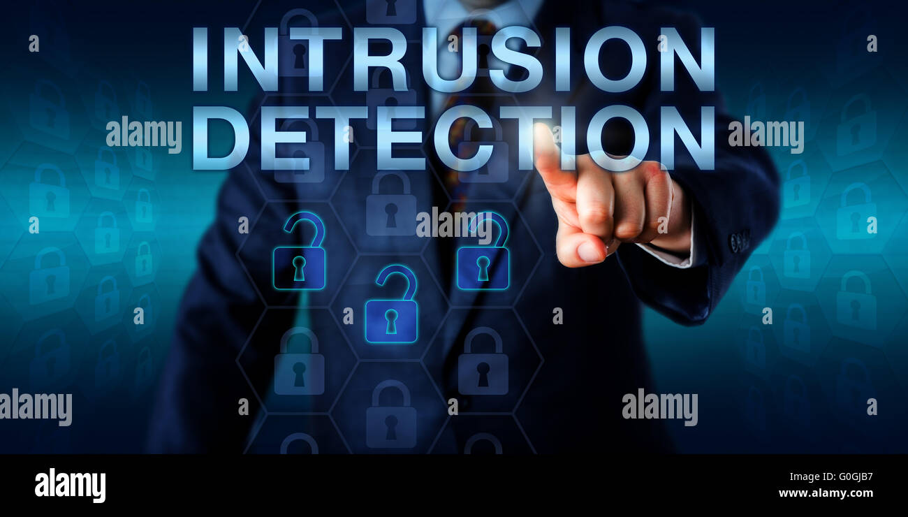 Security Expert Pushing INTRUSION DETECTION Stock Photo
