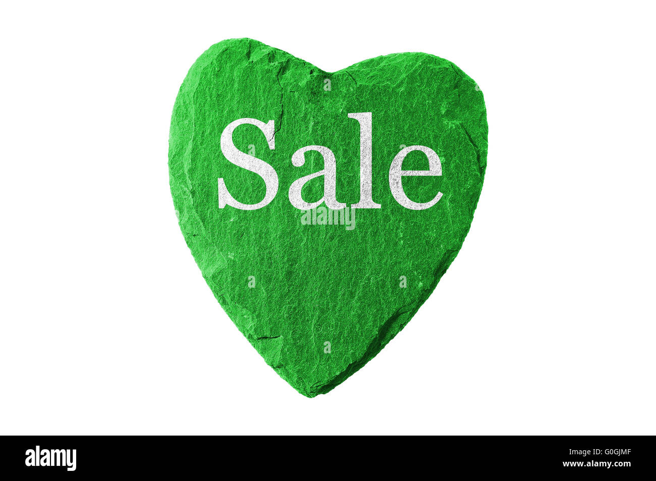 sale writing on a green heart Stock Photo