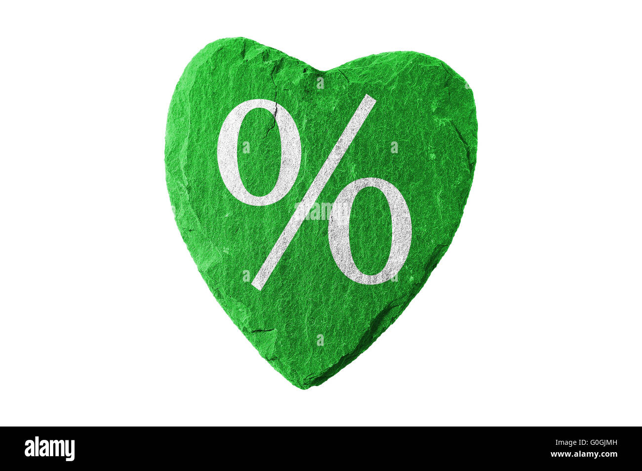 green heart with percent symbol Stock Photo