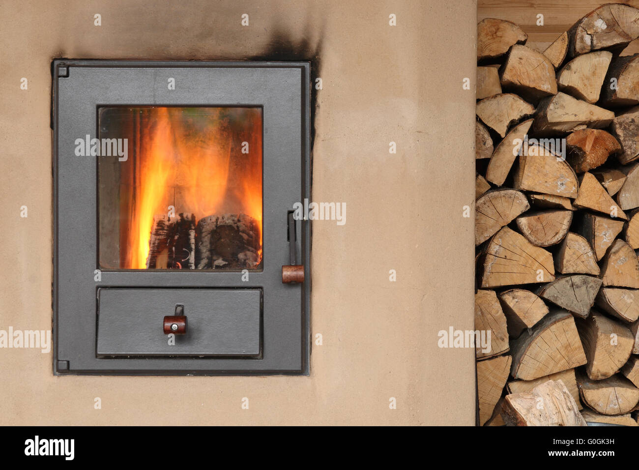 wood-fired loam furnace Stock Photo