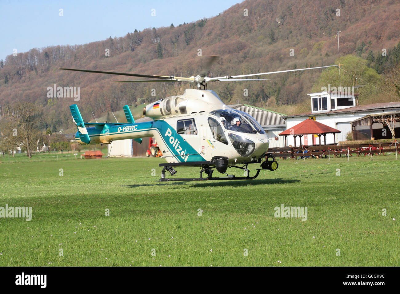 Police helicopter MD-900 Explorer at the airport Rheinfelden-Herten Stock Photo