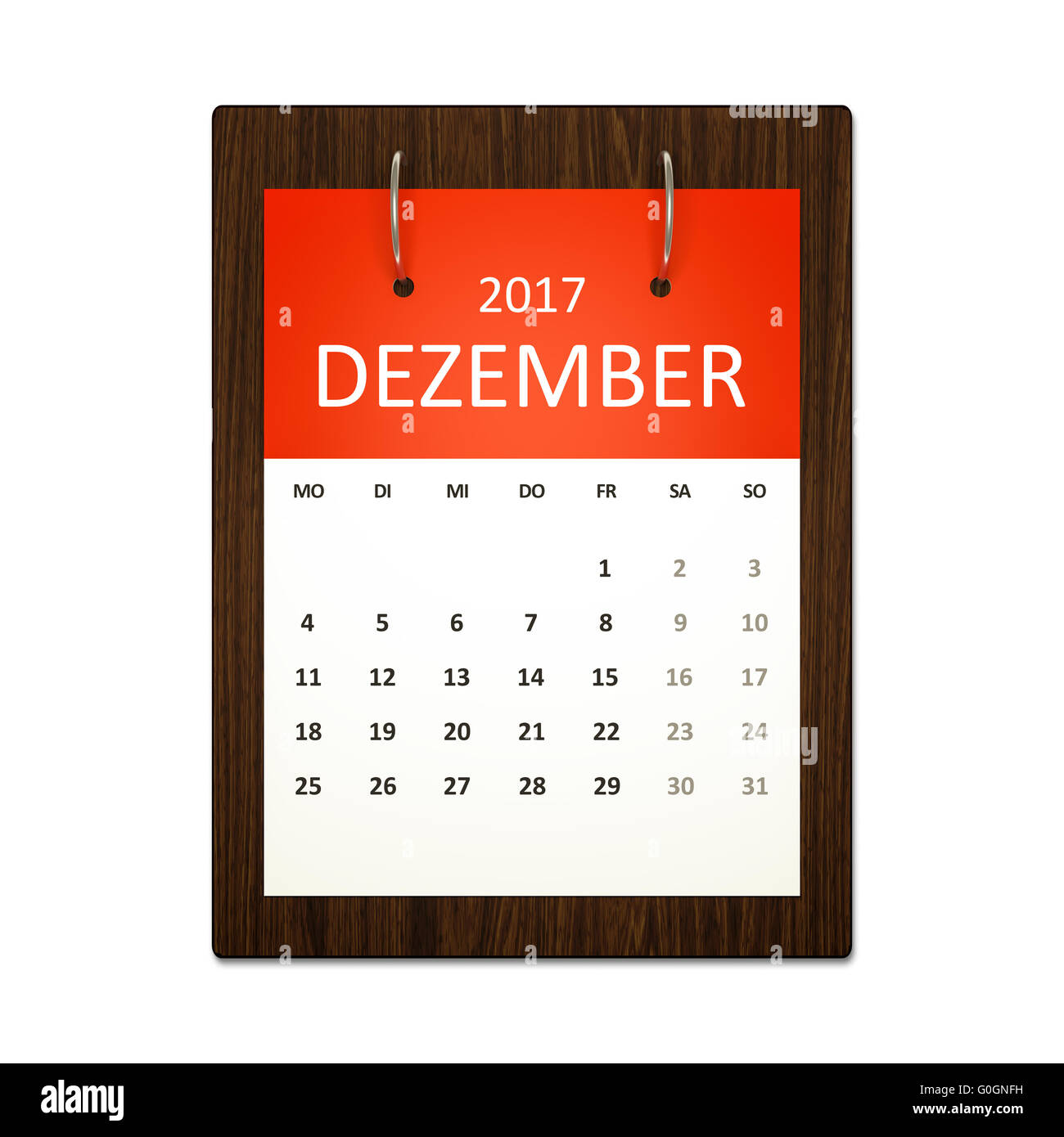 Calendar Planning German 2017 Stock Photo