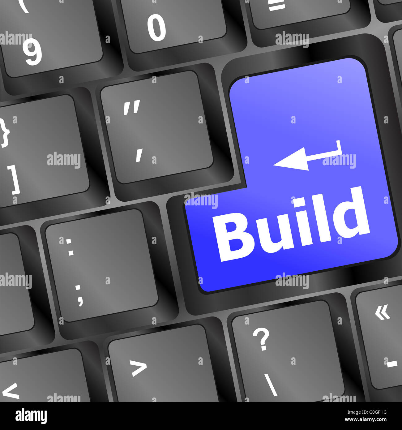 Computer keyboard with Build key. business concept vector illustration ...