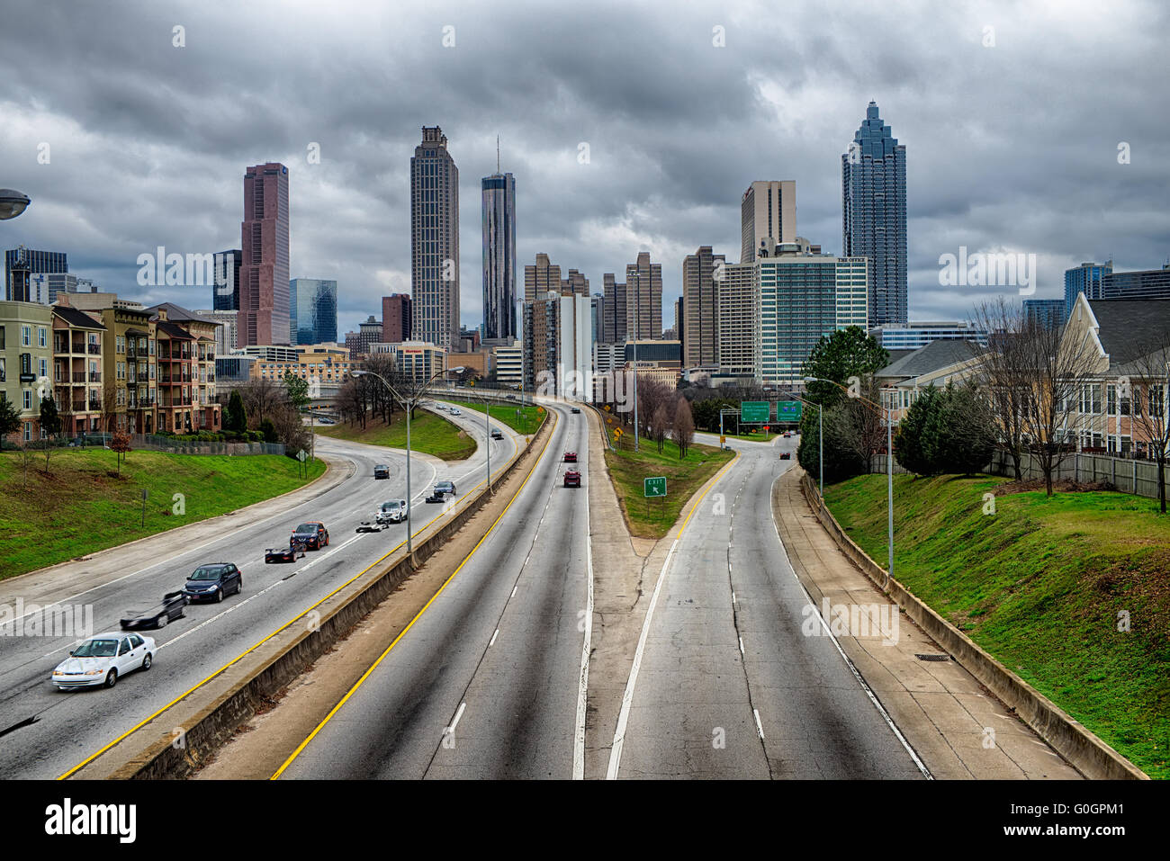 atlanta downtown skyline scenes in january on cloudy day Stock Photo