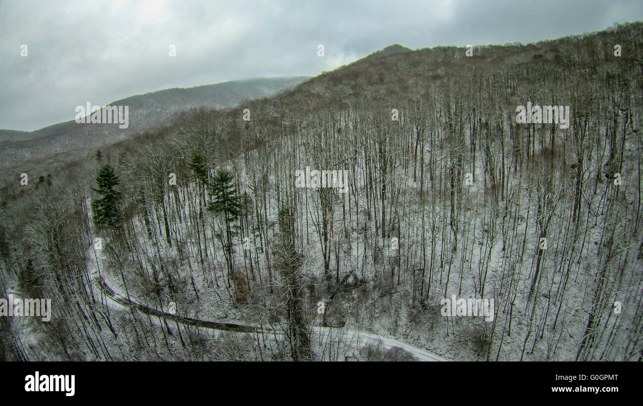 aerial view on mountains and landscape covered in snow Stock Photo - Alamy