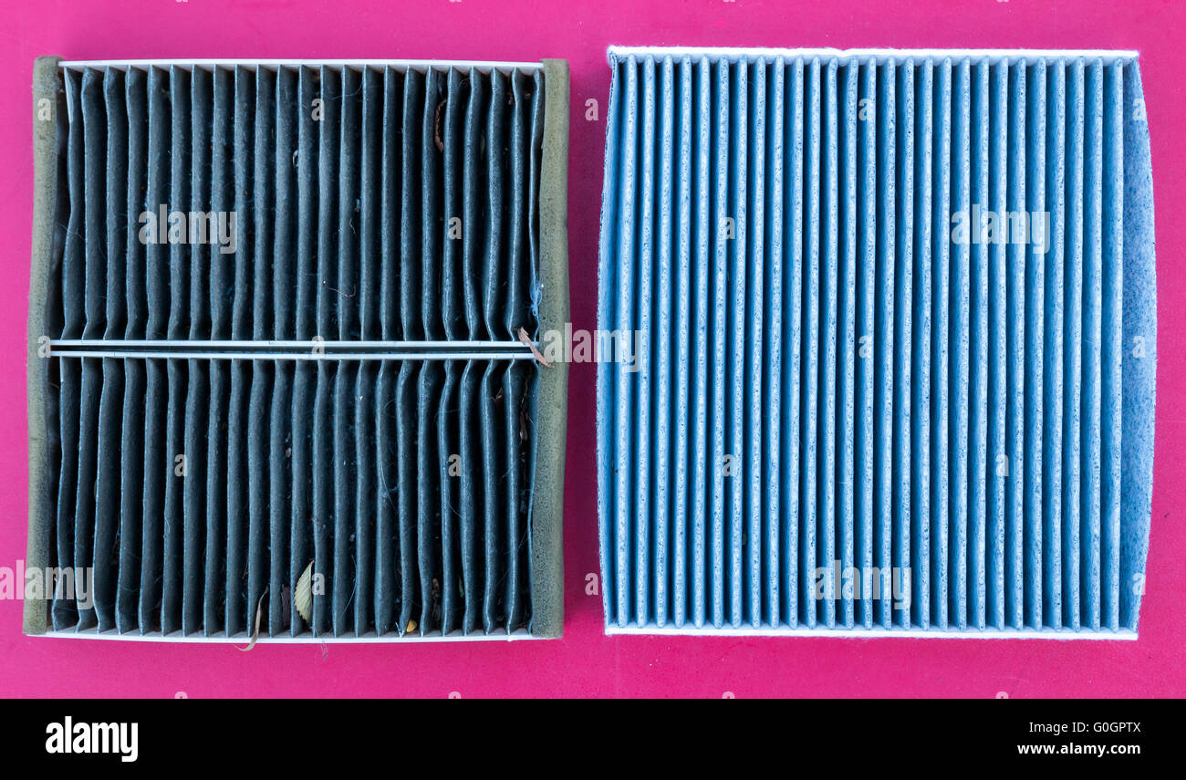 Cabin air filters the old dirty one and a new clean one Stock Photo - Alamy