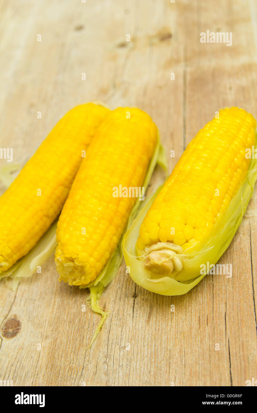 Boiled corn Stock Photo