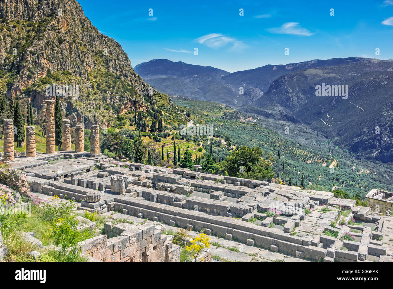 Temple of Apollo Delphi Greece Stock Photo