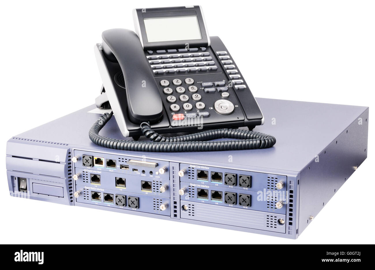 Phone switch system and digital telephone isolated on white Stock Photo Alamy