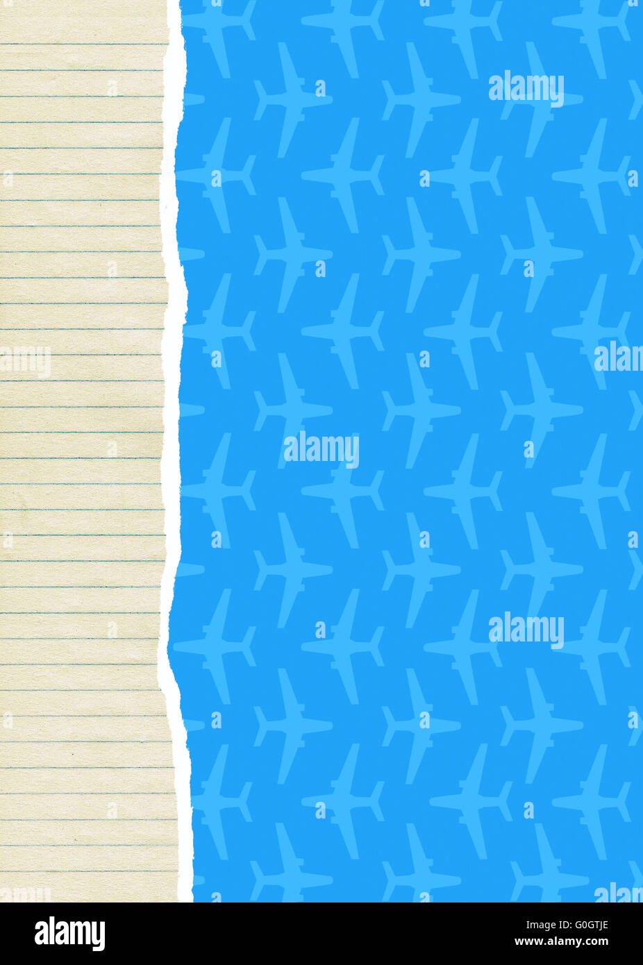 Lined paper and aircraft background Stock Photo - Alamy