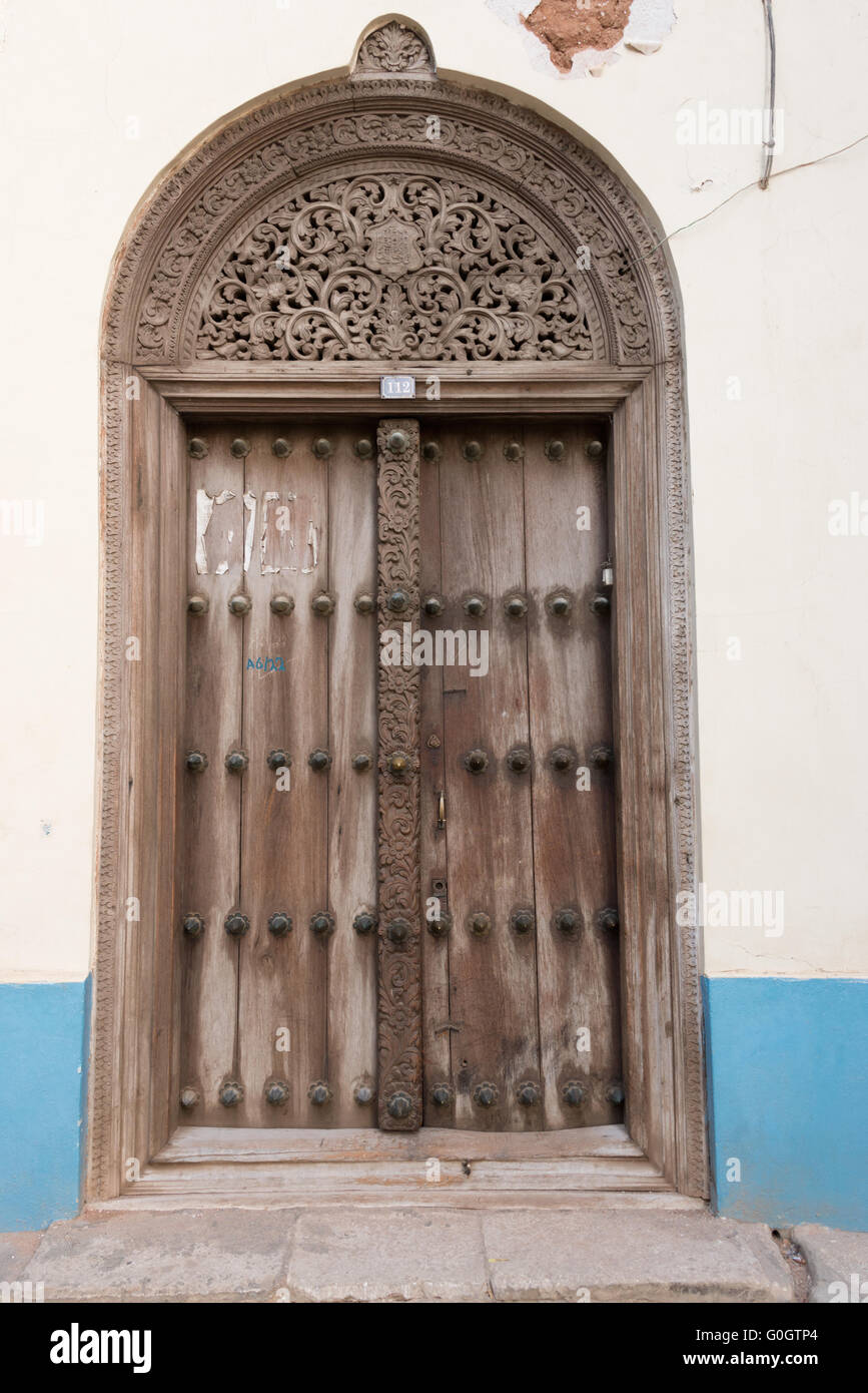 Carved Wooden Doors of Stone Town, Zanzibar Stock Image - Image of front,  doors: 171036855