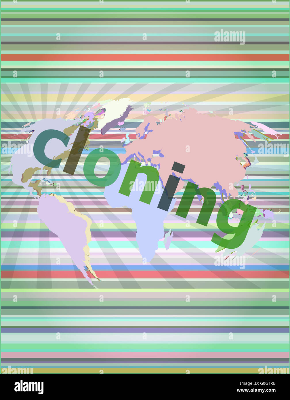 cloning word, backgrounds touch screen with transparent buttons. concept of a modern internet vector illustration Stock Photo