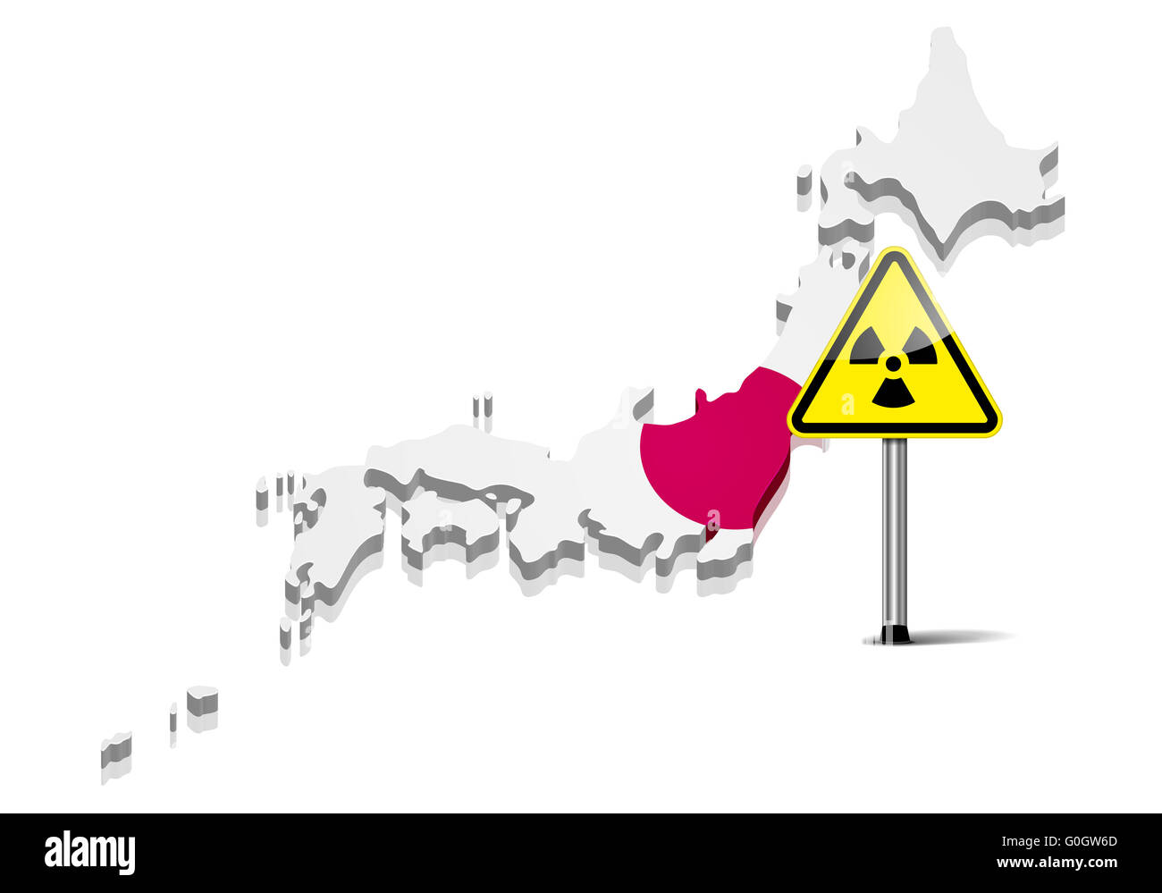 Japan with Radiation Sign Stock Photo