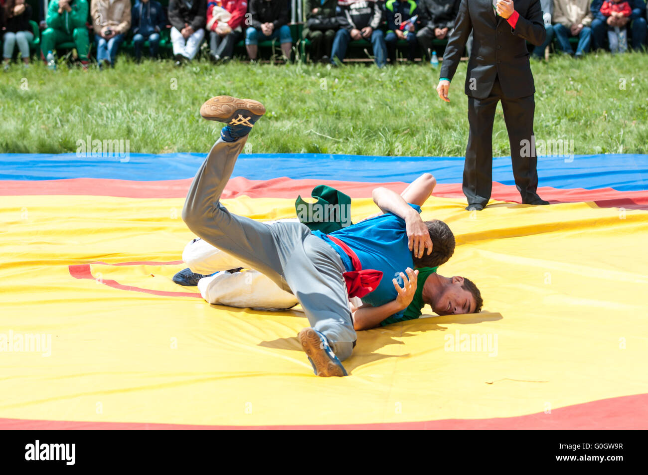 Wrestling on belts or Koresh Stock Photo