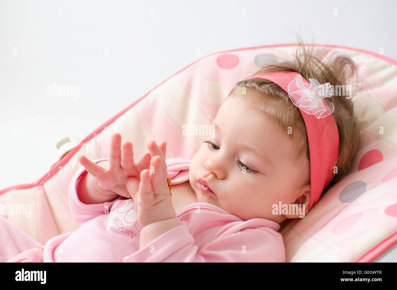 teething baby girl Stock Photo Alamy