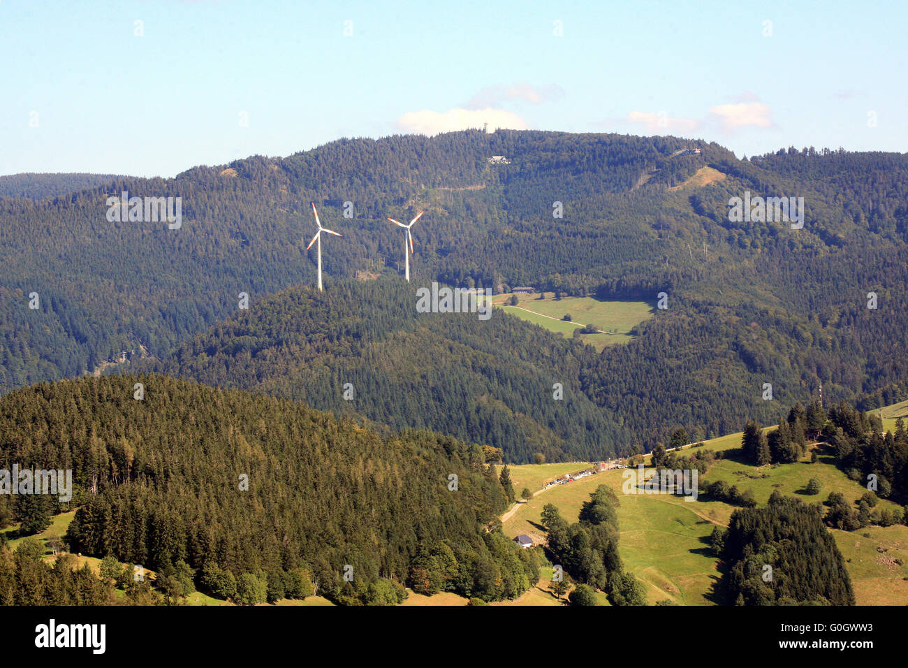 Wind energie plants in the Black Forest Stock Photo