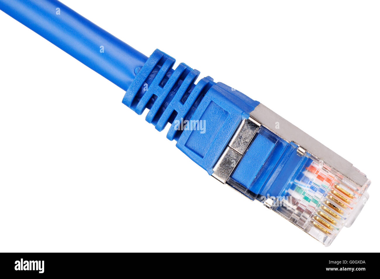 Shielded network connector isolated on the white Stock Photo