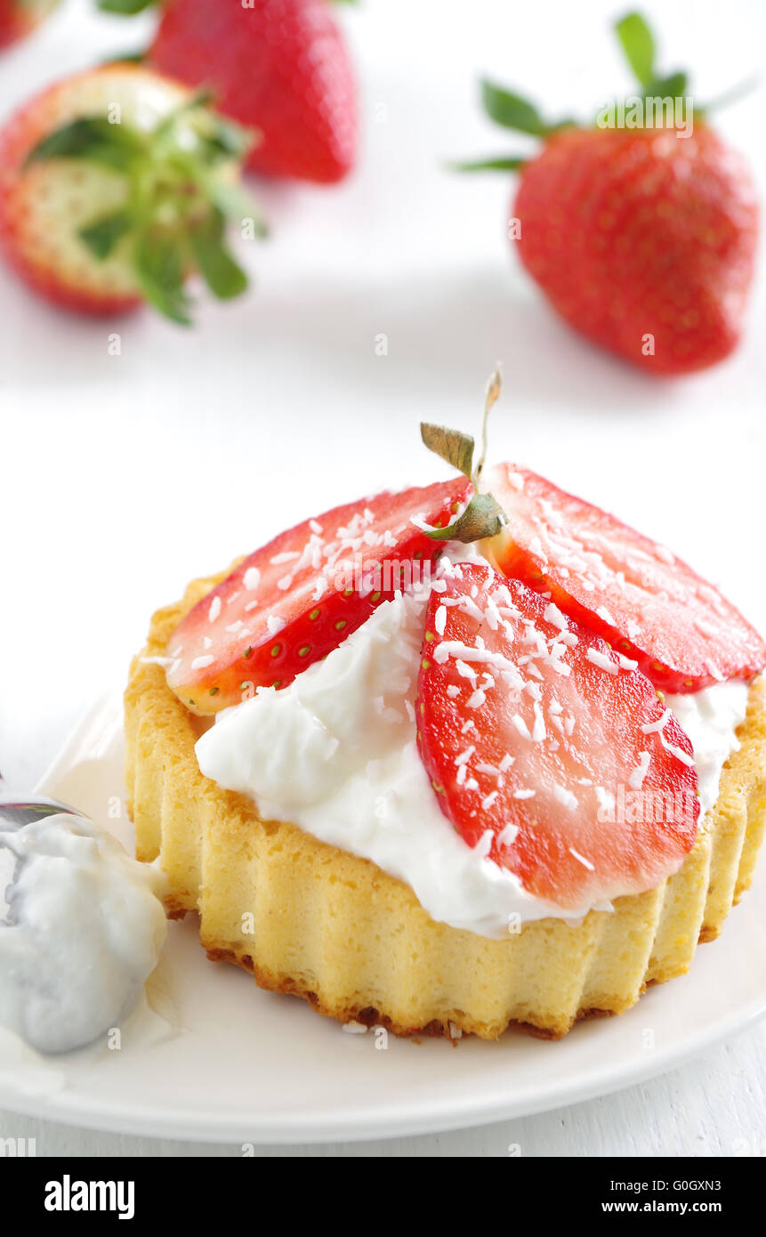 strawberry cake with coconut cream Stock Photo
