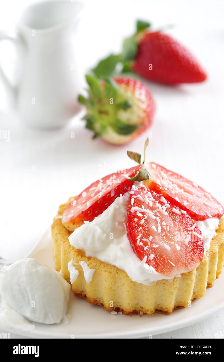 strawberry cake with coconut cream Stock Photo