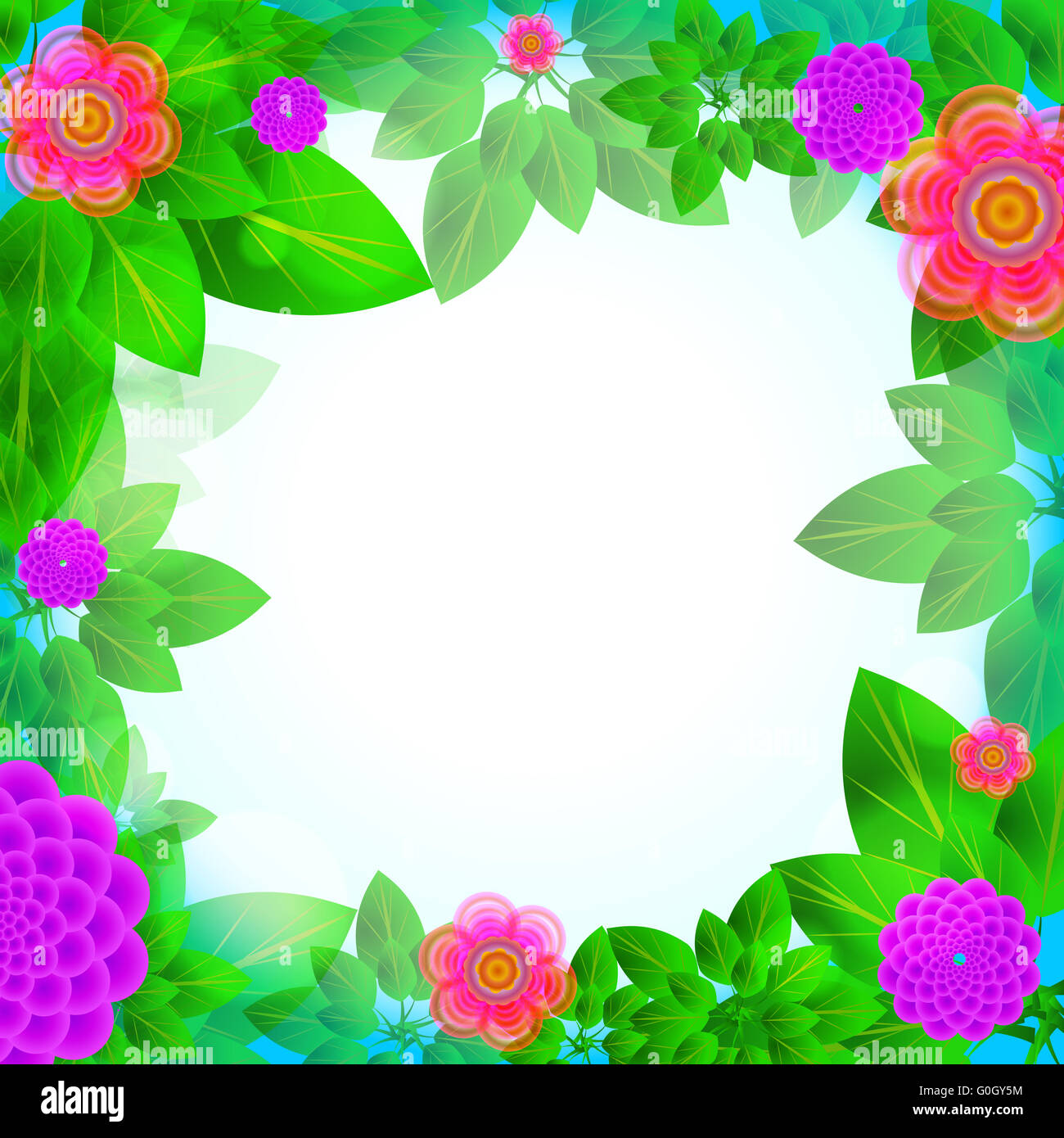 leaves and flowers frame Stock Photo - Alamy