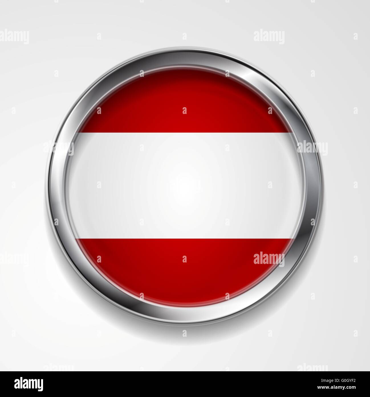 Abstract button with metallic frame. Austrian flag Stock Photo