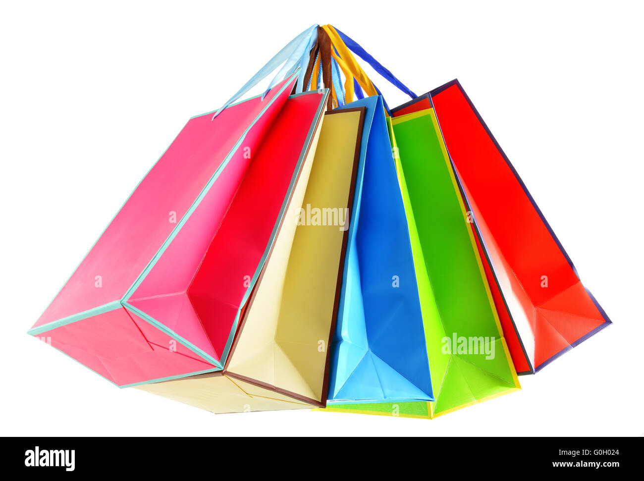 Colorful paper shopping bags isolated on white background Stock Photo ...