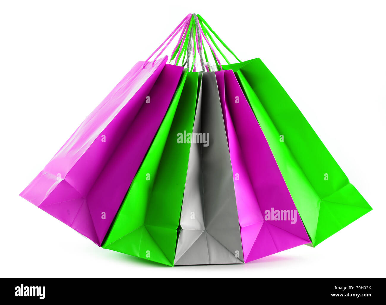Colorful paper shopping bags isolated on white background Stock Photo ...