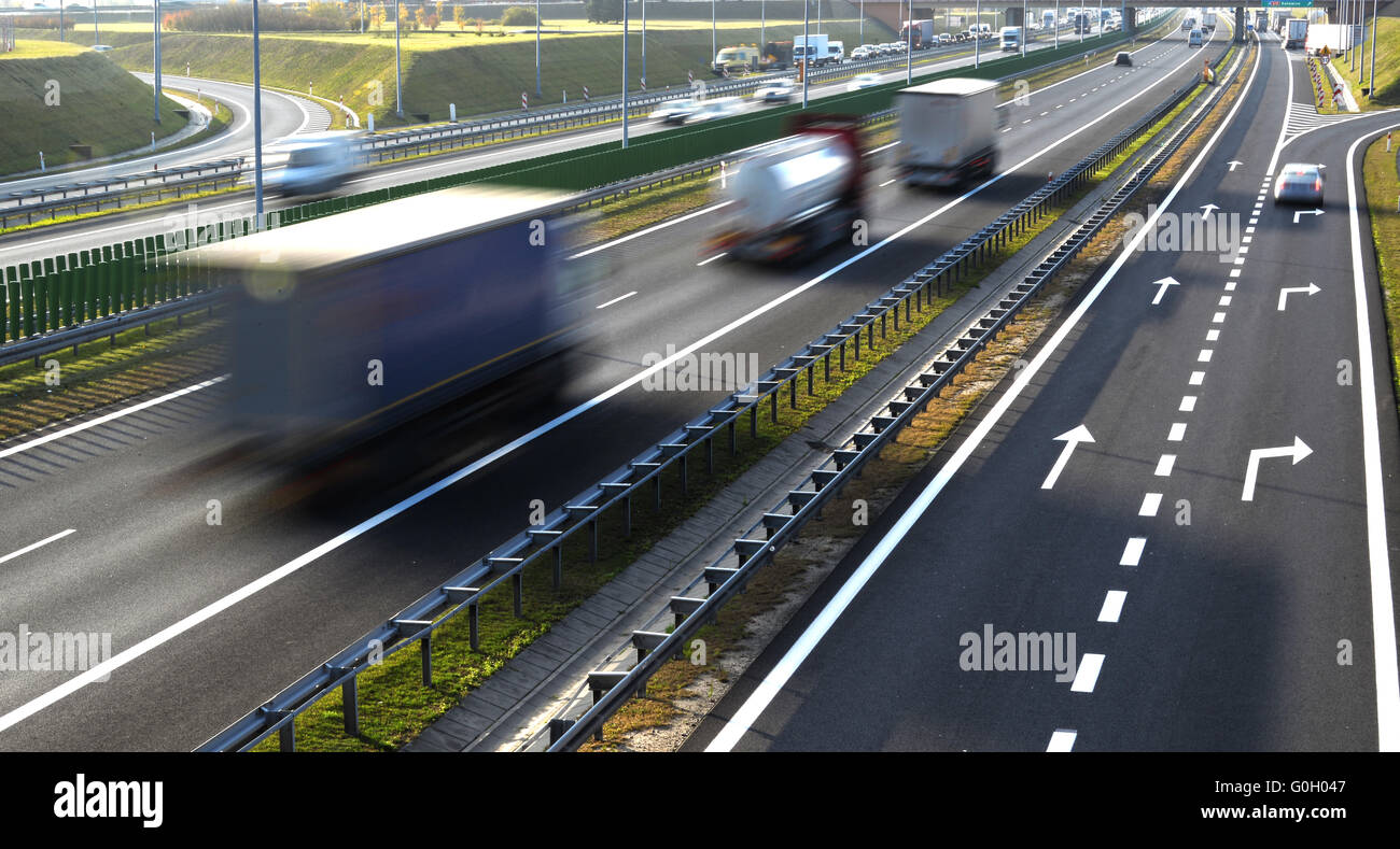 Four lane controlled-access highway in Poland. Stock Photo