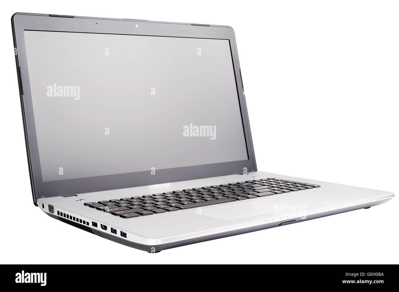 Open laptop (notebook) isolated on the white background Stock Photo - Alamy