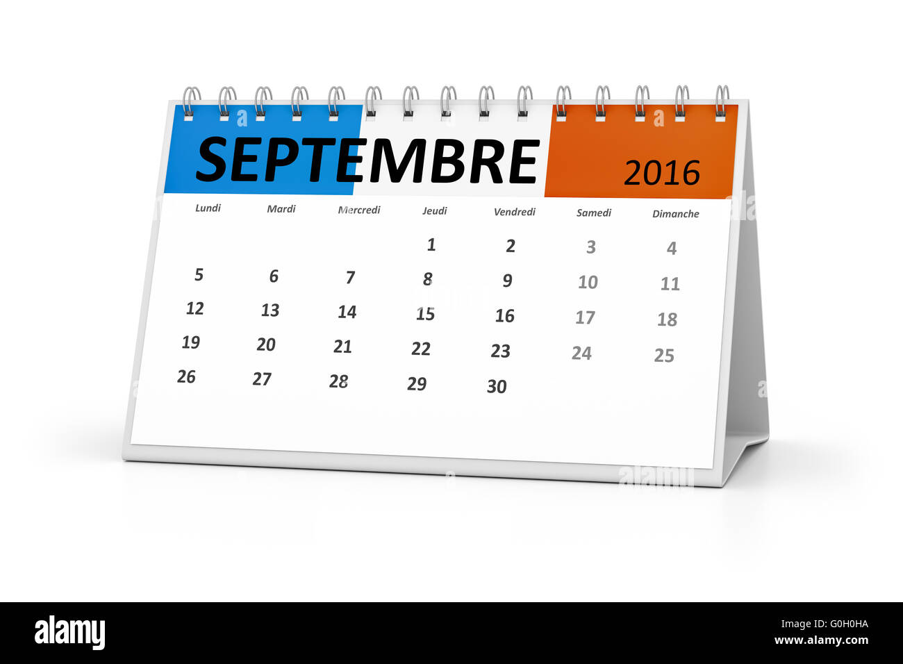 french language table calendar 2016 september Stock Photo