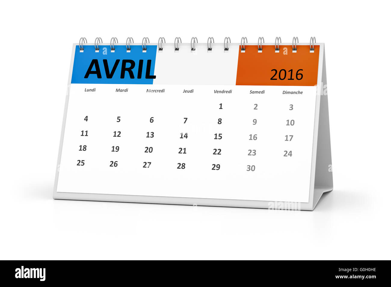 french language table calendar 2016 april Stock Photo