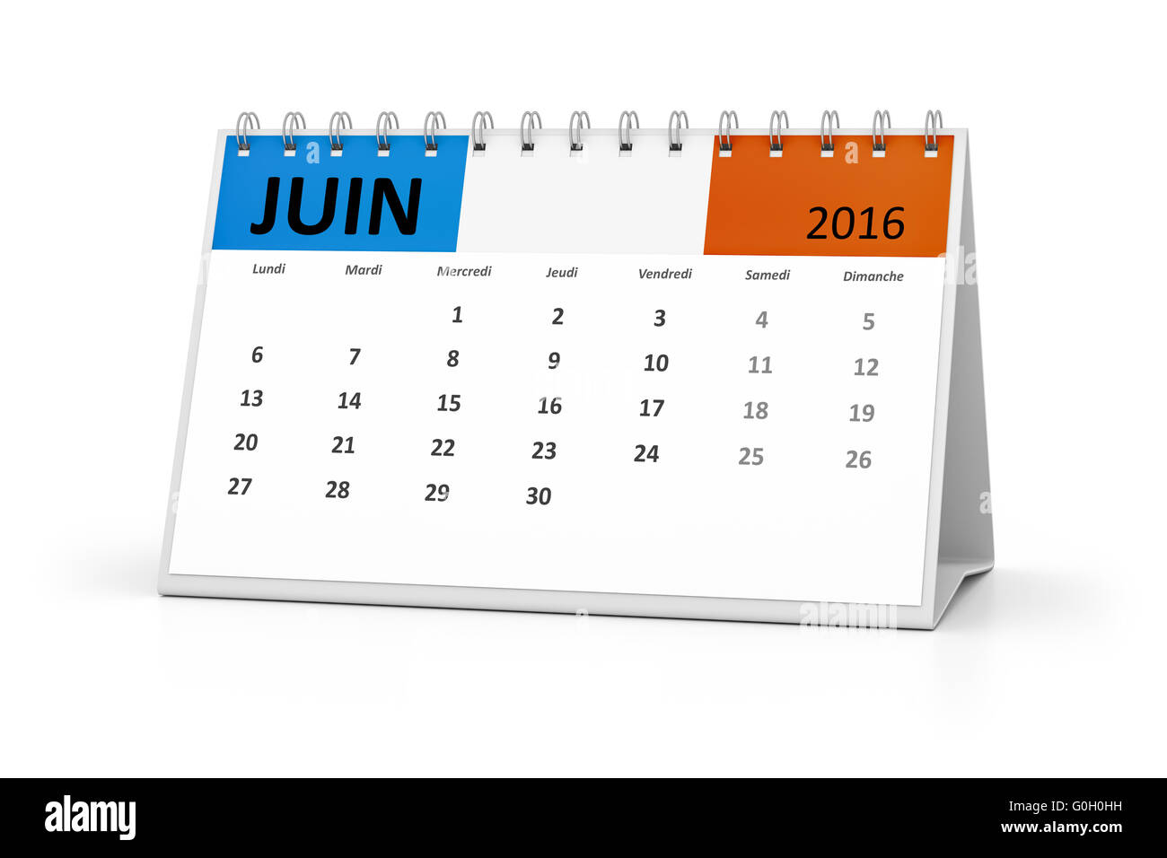 french language table calendar 2016 june Stock Photo