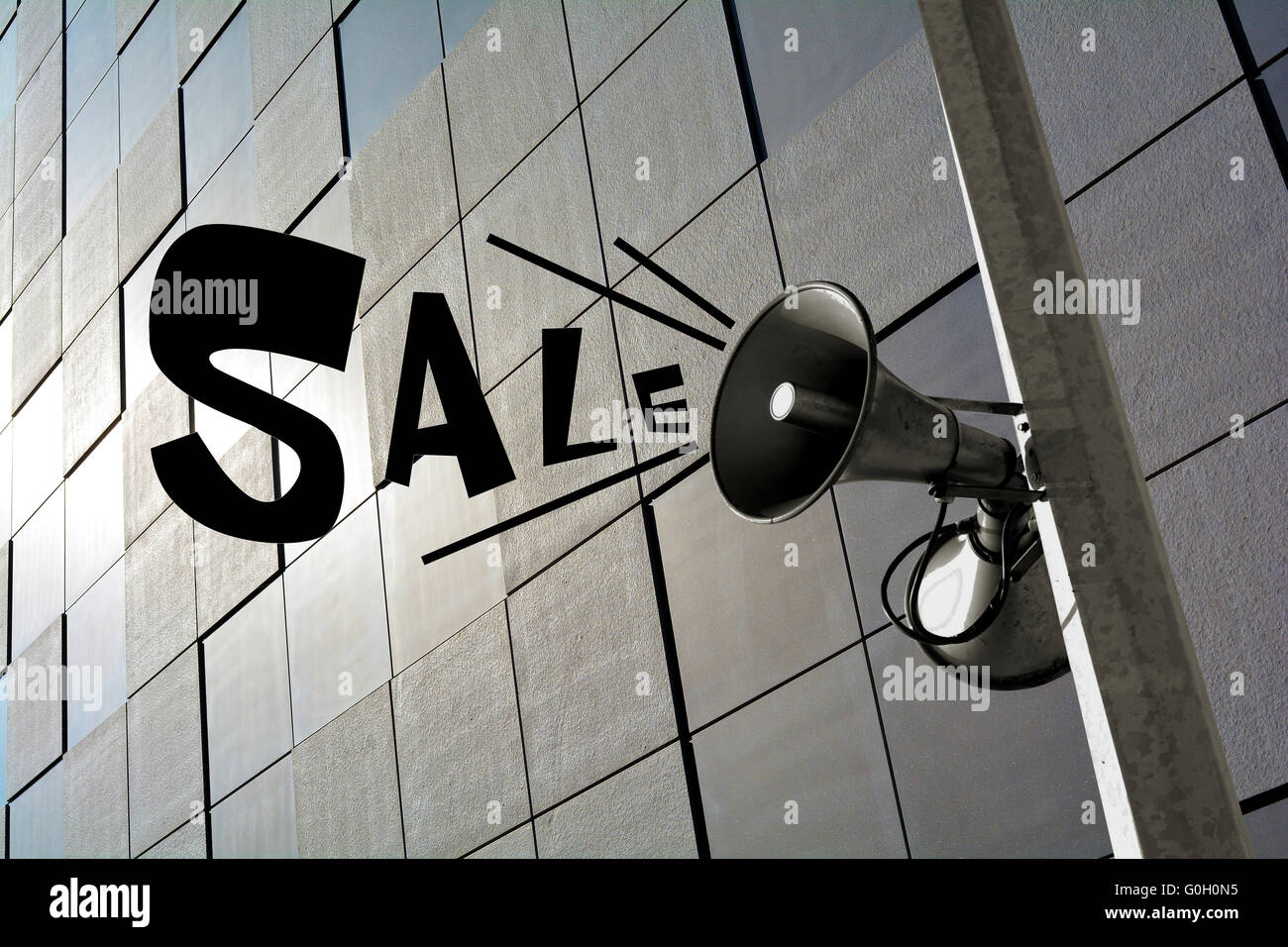 Megaphone advertises a Sale Stock Photo