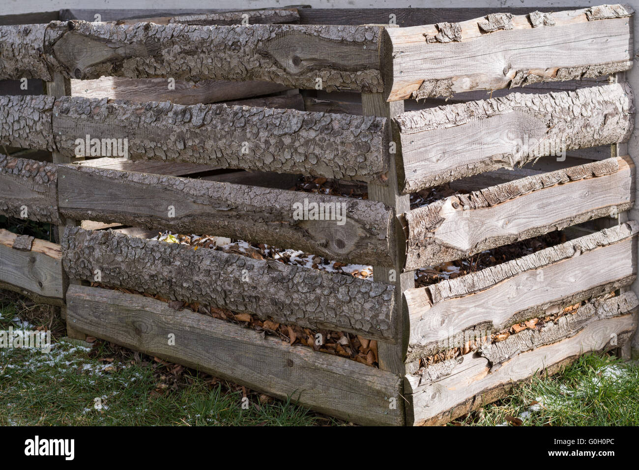 homemade rustic composter for garden and kitchen waste Stock Photo