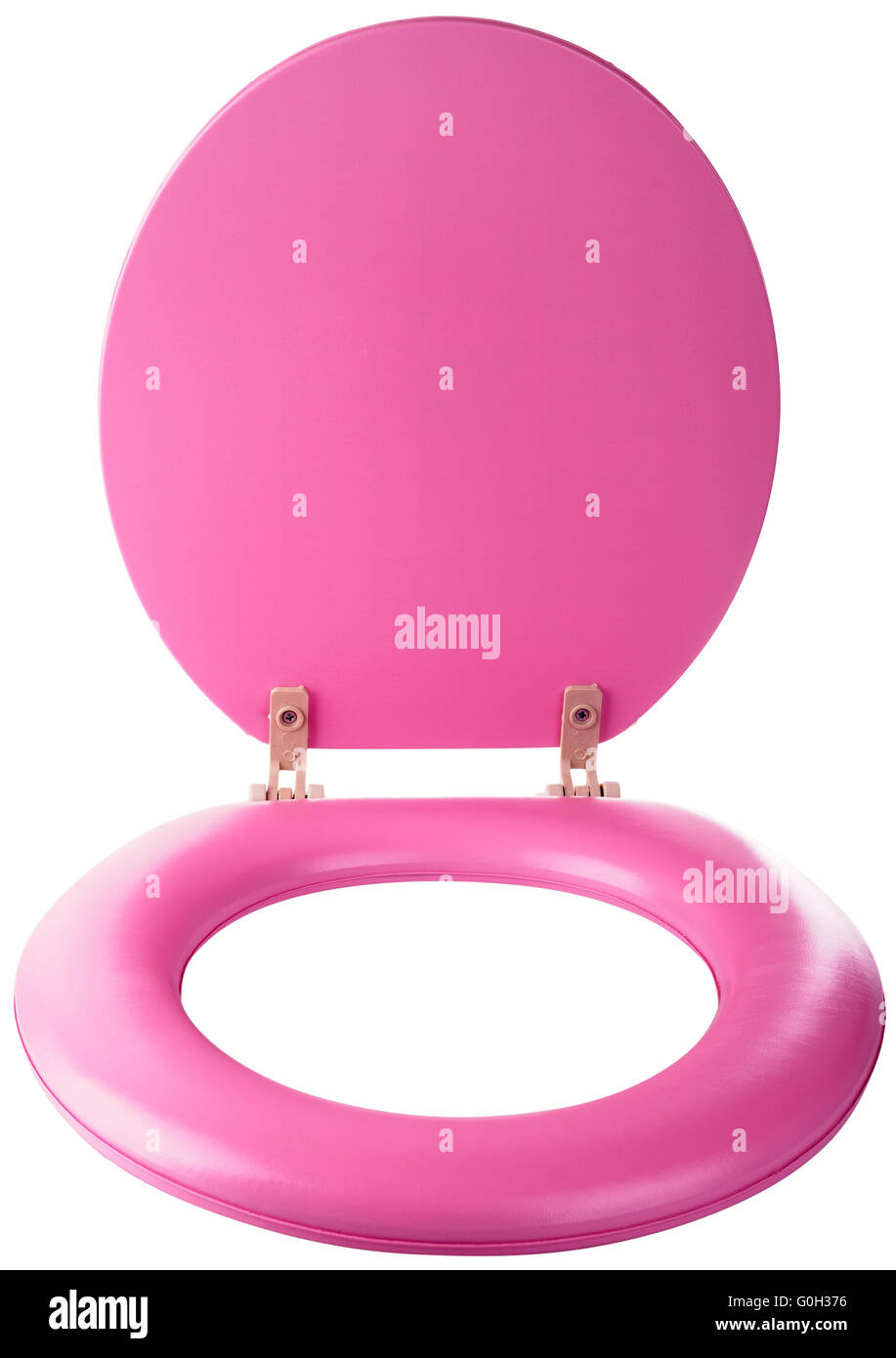 Brand-new pink toilet seat isolated on the white Stock Photo