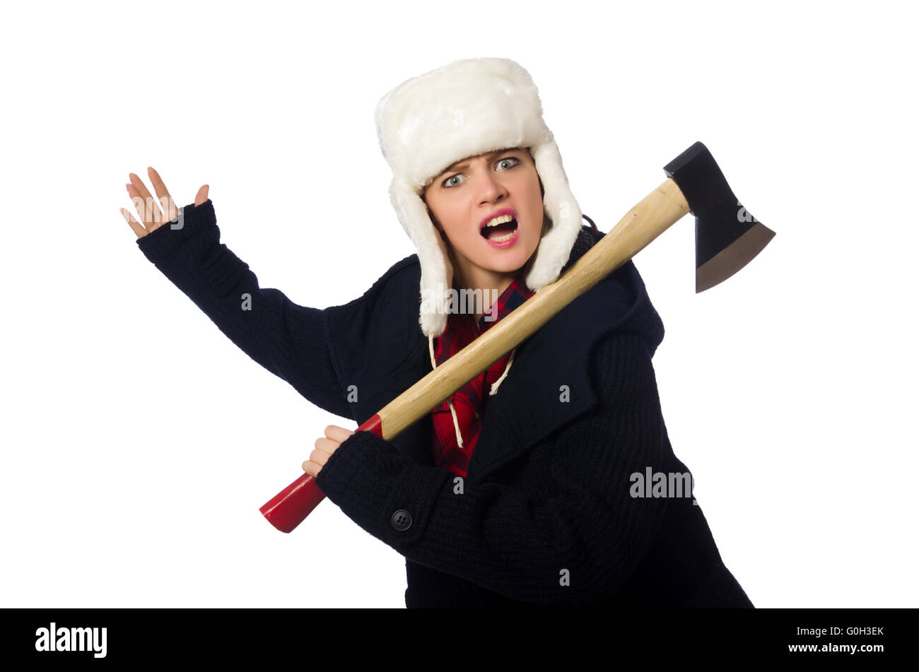 Woman with hat in funny concept Stock Photo