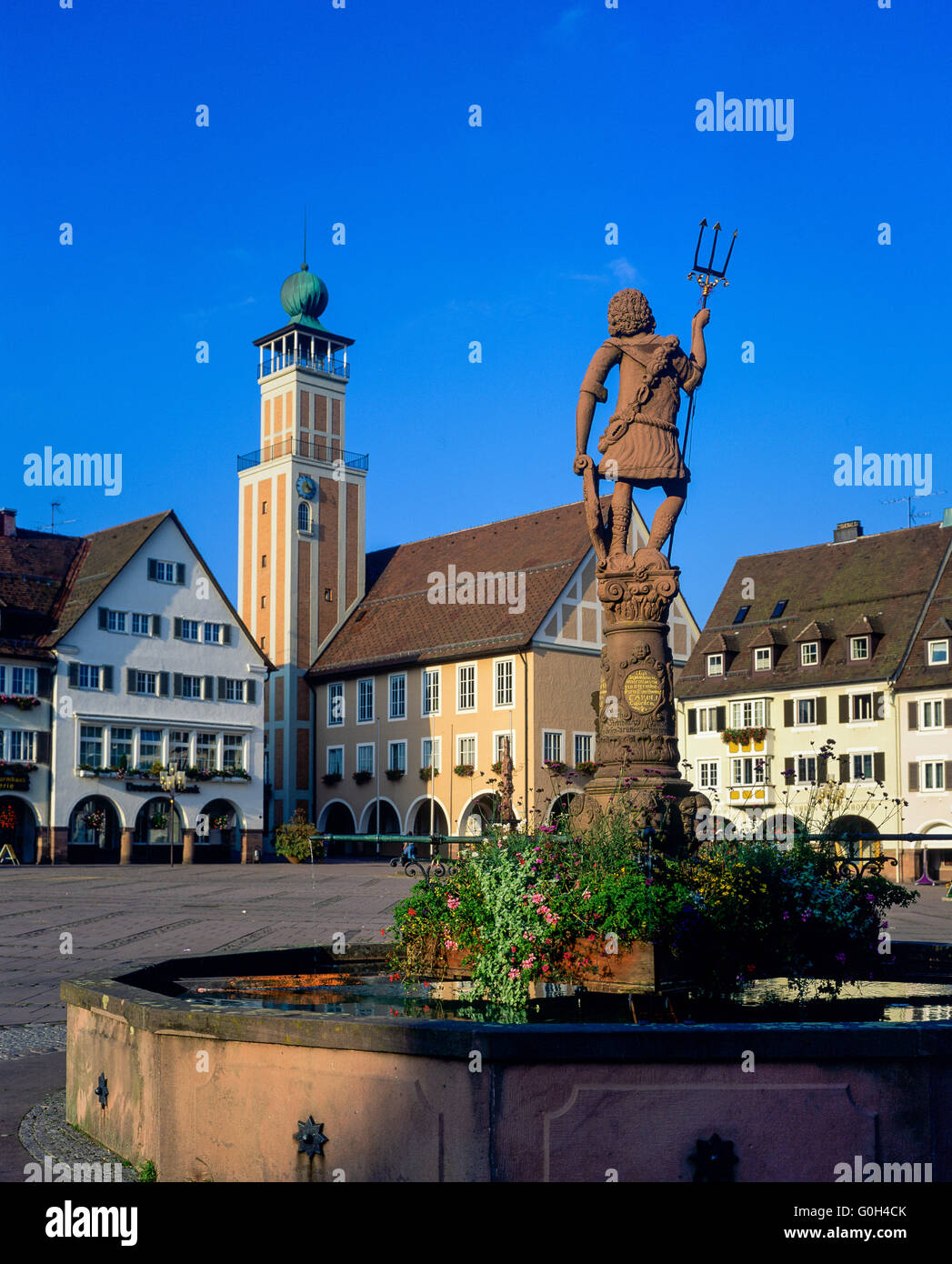 Neptune Fountain And Town Hall At Marktplatz, Upper Market Square ...